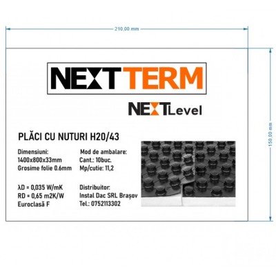 NEXTTERM NextLevel Placa cu nut-uri, 20 mm (EPS 150)