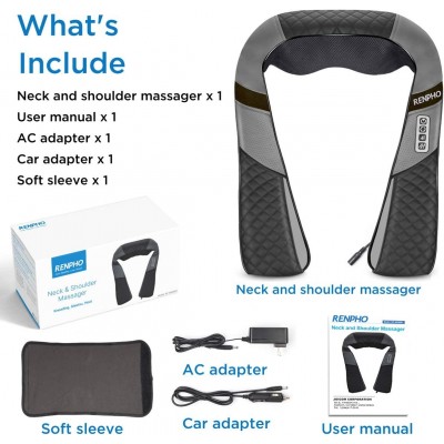 Aparat de masaj umeri, Renpho SNM061, pentru spate, umeri, gat, picioare, masaj Shiatsu 3D pentru tesuturi adanci (PUK-RP-SNM061-BK)