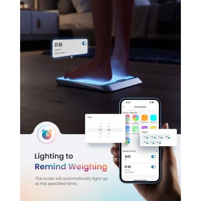 Cantar smart RENPHO R-A017 – Bluetooth, 13 masuratori corporale, LED display si lumini ambientale, cantar inteligent pentru corp 180 kg (R-A017)