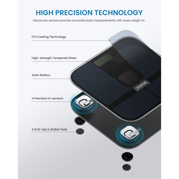 Cantar SMART Digital RENPHO R-A020 – Body Composition, Alimentare Solara, Greutate, Grasime Corporala, Muschi, Oase, Bluetooth, Apple Health, Fitbit, Samsung Health (R-A020) Cantar SMART Digital RENPHO R-A020 – Body Composition, Alimentare Solara, Greutate, Grasime Corporala, Muschi, Oase, Bluetooth, Apple Health, Fitbit, Samsung Health (R-A020)