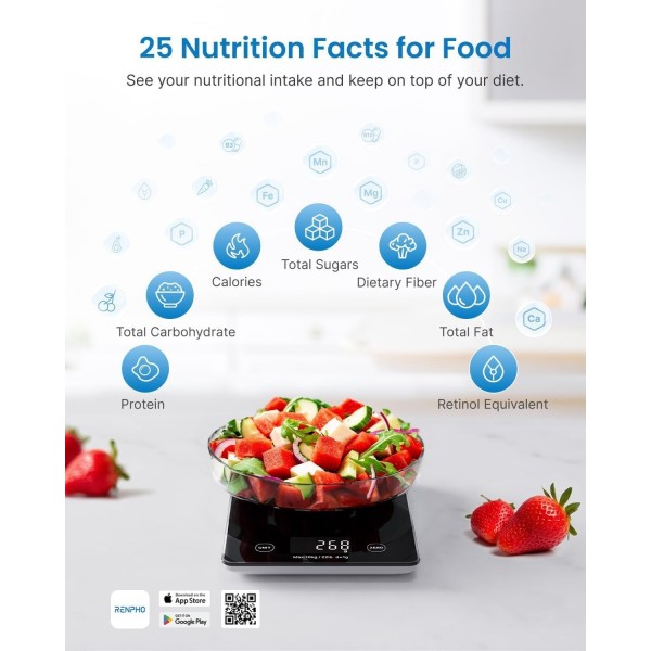 Cantar SMART Digital Nutritional de Bucatarie RENPHO R-T001 – Bluetooth, Calorii, Dieta si Fitness, compatibil Apple Health, Fitbit, Samsung Health (R-T001) Cantar SMART Digital Nutritional de Bucatarie RENPHO R-T001 – Bluetooth, Calorii, Dieta si Fitness, compatibil Apple Health, Fitbit, Samsung Health (R-T001)