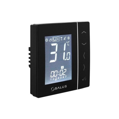 Termostat SALUS VS30B, cu fir, programabil, cu montaj in doza, negru. 5 ani garantie (VS30B)