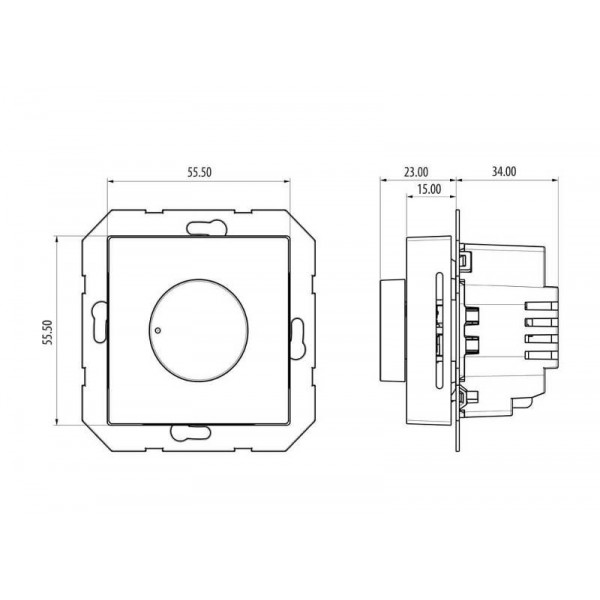 Salus Termostat cu buton rotativ, 230V, fără ramă aparat BTR230 Salus Termostat cu buton rotativ, 230V, fără ramă aparat BTR230