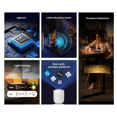 Senzor de prezenta umana Zigbee, Sonoff SNZB-06P, Zigbee 3.0 (SNZB-06P)