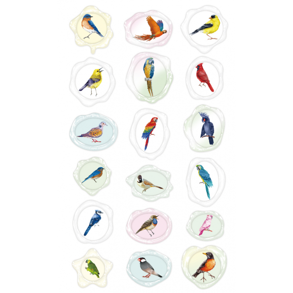 Abtibilduri imitatie sigiliu - Pasari, colectia Creatii Naturale