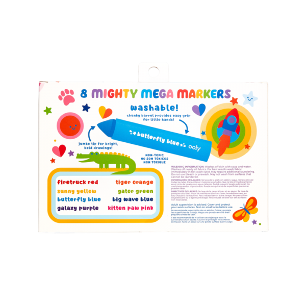 Carioci lavabile cu varf triunghiular, Mighty Mega, set 8 culori Carioci lavabile cu varf triunghiular, Mighty Mega, set 8 culori