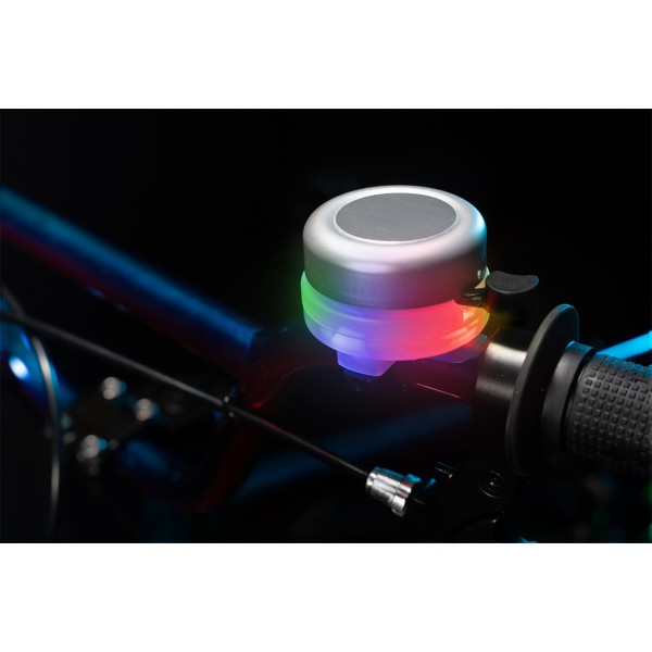 Clopotel cu lumini LED multicolore pentru bicicleta, argintiu