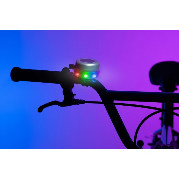 Clopotel cu lumini LED multicolore pentru bicicleta, argintiu