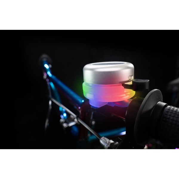 Clopotel cu lumini LED multicolore pentru bicicleta, argintiu