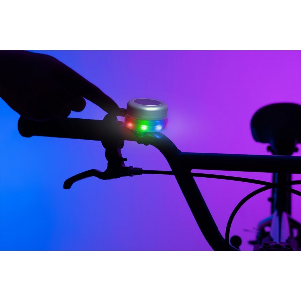 Clopotel cu lumini LED multicolore pentru bicicleta, argintiu