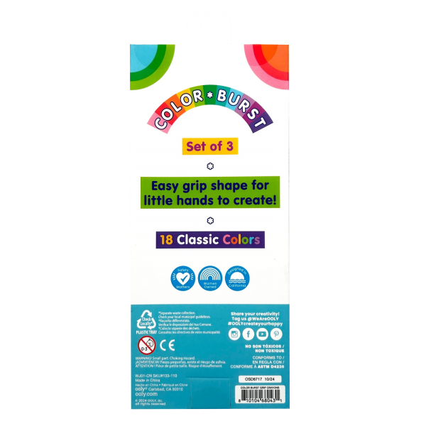 Set creioane cerate multicolore , set de 3   18 culori Grip Crayons