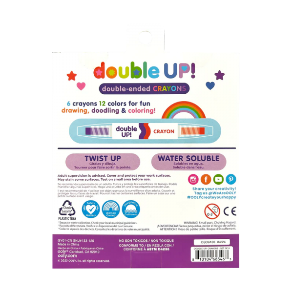 Creioane cerate duble, set de 6, Double up! , 12 culori