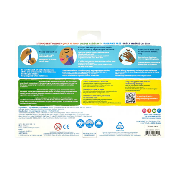 Creioane pictura pentru fata si piele, Body Doodlers, set de 12