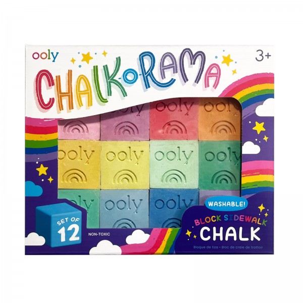 Creta lavabila Chalk-O-Rama, set de 12 cuburi, perfecta pentru desen pe asfalt Creta lavabila Chalk-O-Rama, set de 12 cuburi, perfecta pentru desen pe asfalt