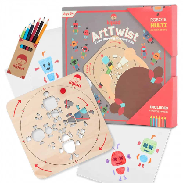 Kit desen si trasare Kipod- Sablon rotativ Montessori, Roboti