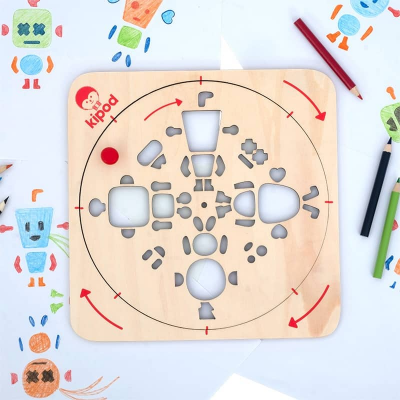 Kit desen si trasare Kipod- Sablon rotativ Montessori, Roboti Kit desen si trasare Kipod- Sablon rotativ Montessori, Roboti