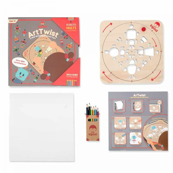 Kit desen si trasare Kipod- Sablon rotativ Montessori, Roboti