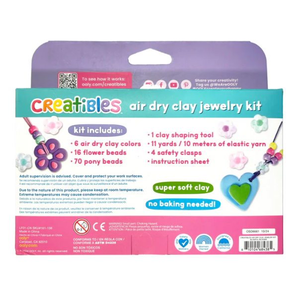 Kit DIY bijuterii Creatibles Flori Fermecate- plastilina cu uscare la aer - set de 6 culori si accesorii