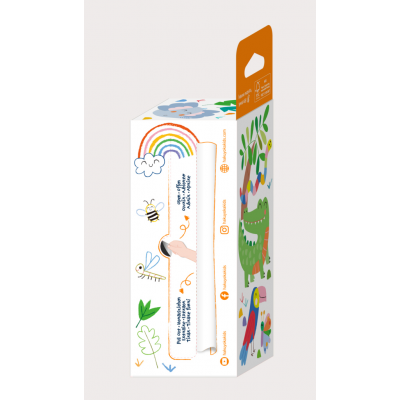 Kit rola de desenat - 2 m, include stickere si 4 creioane colorate cerate, Safari - Haku Yoka