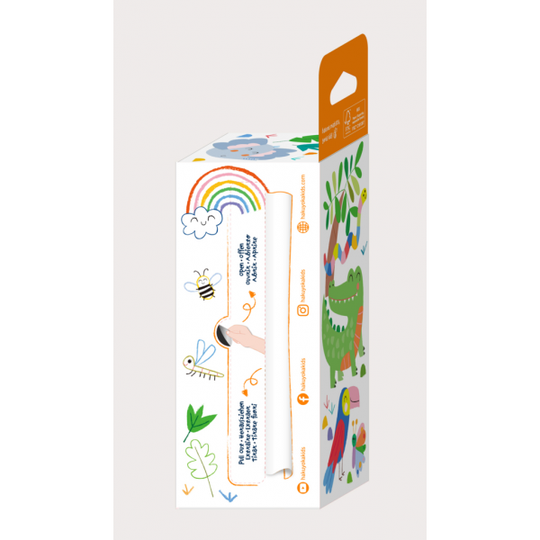 Kit rola de desenat - 2 m, include stickere si 4 creioane colorate cerate, Safari - Haku Yoka