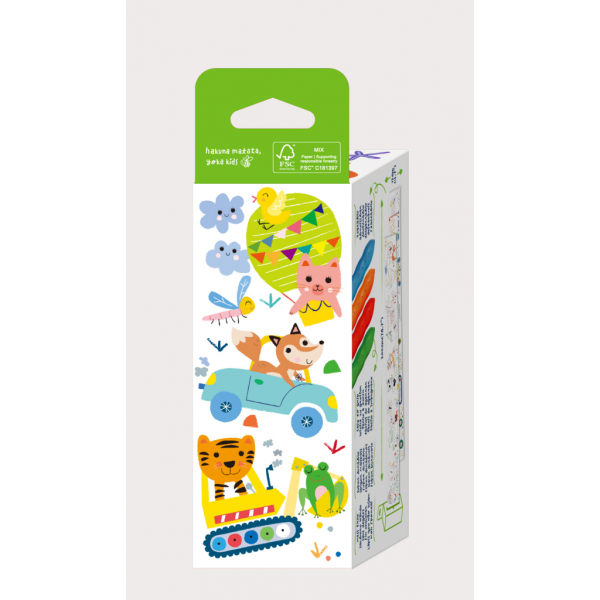 Kit rola de desenat Uneste punctele - 2 m, include 4 creioane colorate cerate, Vehicule - Haku Yoka