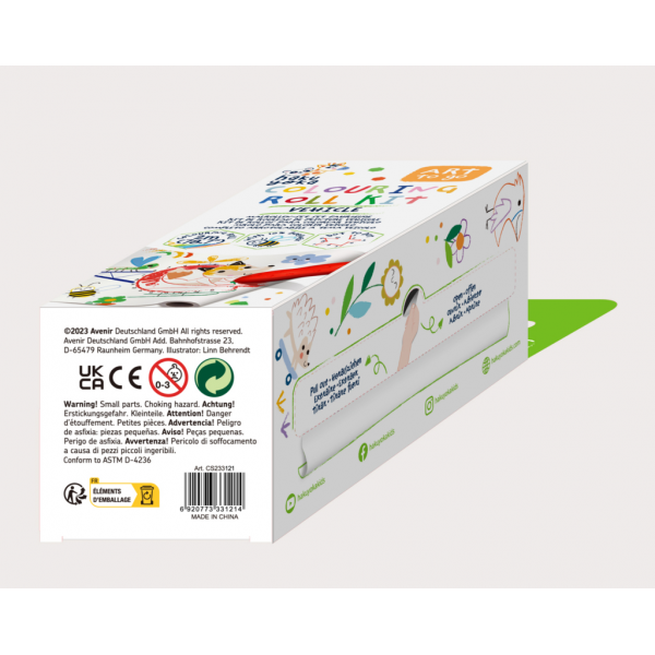 Kit rola de desenat Uneste punctele - 2 m, include 4 creioane colorate cerate, Vehicule - Haku Yoka