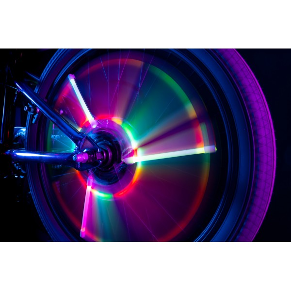 Lumini tubulare LED pentru roti bicicleta, SpinBrightz, multicolor