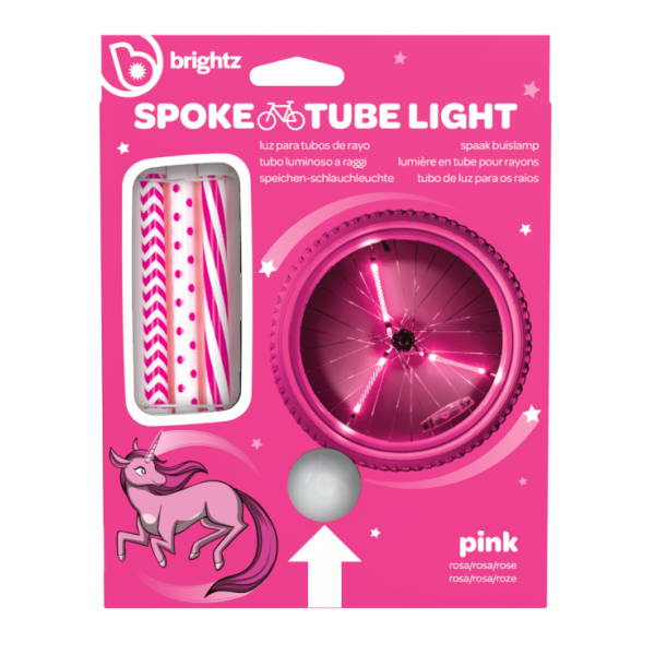 Lumini tubulare LED pentru roti bicicleta, SpinBrightz, roz
