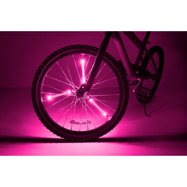 Lumini tubulare LED pentru roti bicicleta, SpinBrightz, roz