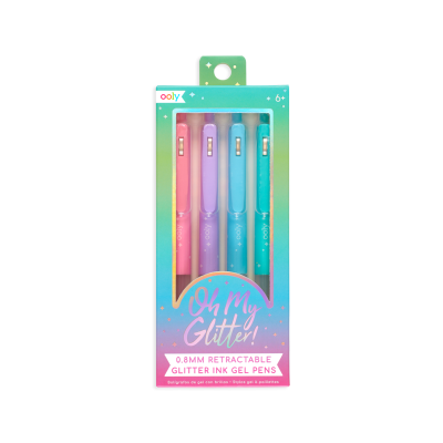 Pixuri retractabile cu gel si sclipici, Oh My Glitter!, set 4 culori