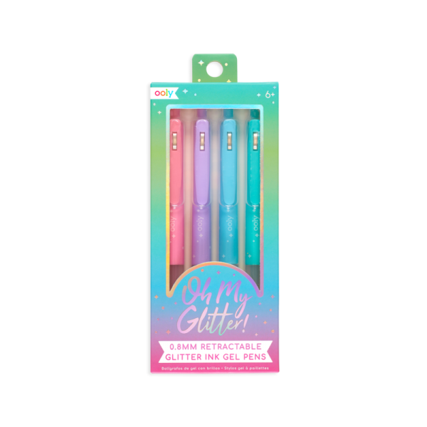 Pixuri retractabile cu gel si sclipici, Oh My Glitter!, set 4 culori Pixuri retractabile cu gel si sclipici, Oh My Glitter!, set 4 culori
