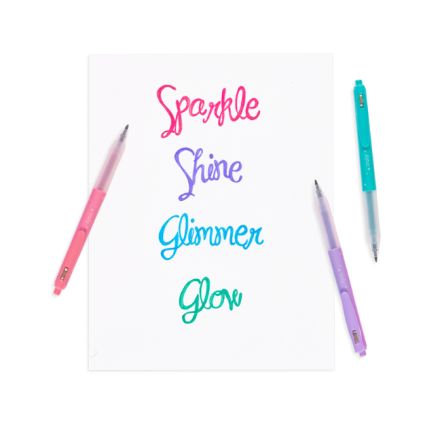 Pixuri retractabile cu gel si sclipici, Oh My Glitter!, set 4 culori Pixuri retractabile cu gel si sclipici, Oh My Glitter!, set 4 culori