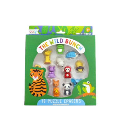 Radiere tip puzzle - Animale salbatice (Set de 12)