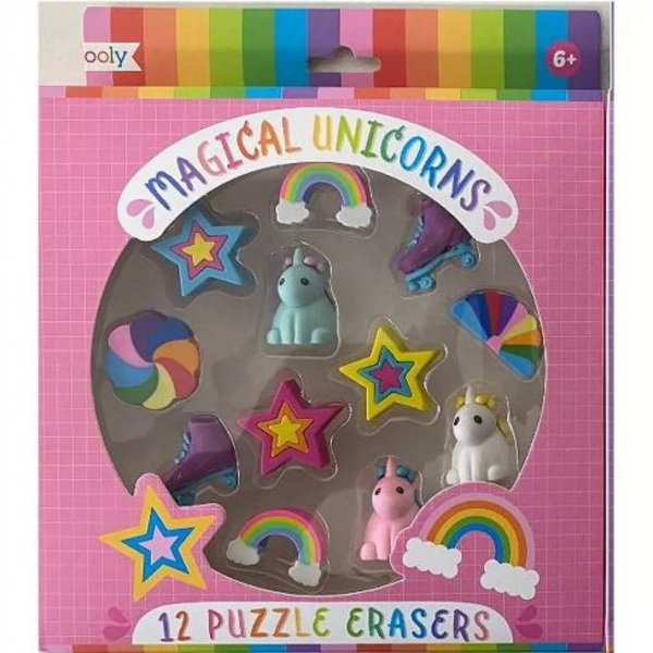 Radiere tip puzzle - Unicorni magici (Set de 12)