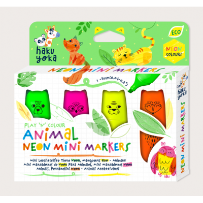 Set 4 Mini Markere Neon ,   Animale