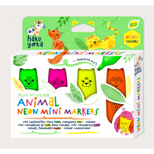 Set 4 Mini Markere Neon ,   Animale