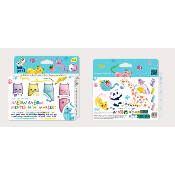 Set 4 Mini Markere Parfumate - Meow Meow