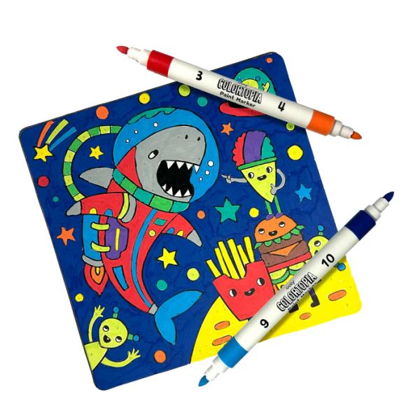 Set creativ de pictura dupa numere cu markere Colortopia - Aventuri Epice (Set de 6 culori duble)