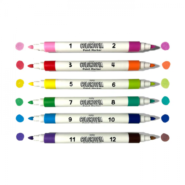 Set creativ de pictura dupa numere cu markere Colortopia - Taramul Unicornilor (Set de 6 culori duble)