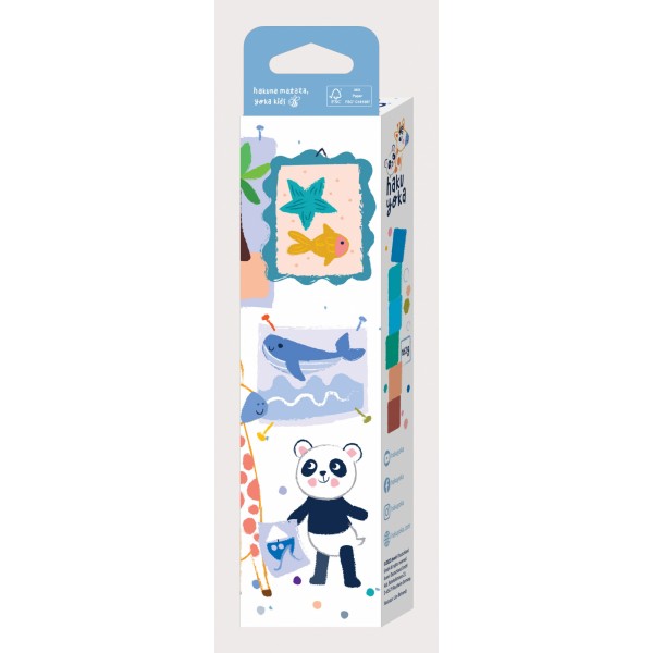 Set de 6 creioane cerate in forma de cub, Haku Yoka - culori ocean