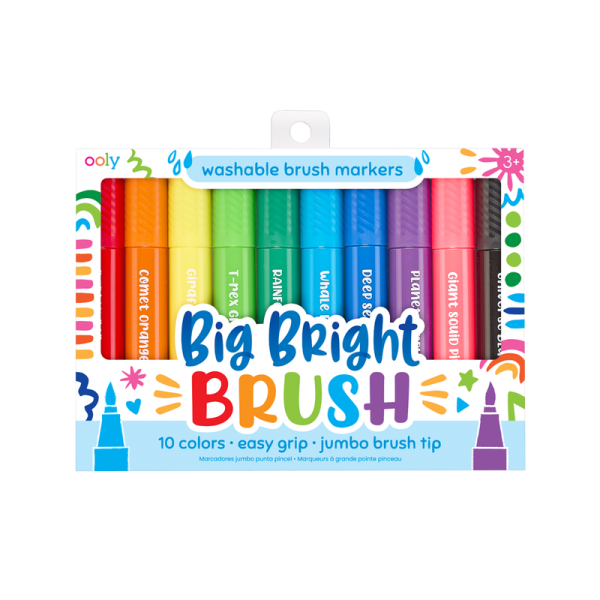 Carioci lavabile cu pensula, Big Bright Brush, set 10 culori Carioci lavabile cu pensula, Big Bright Brush, set 10 culori
