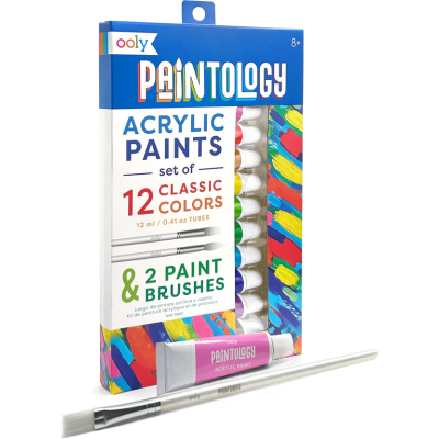 Set vopsele acrilice Paintology, 12 culori clasice si 2 pensule