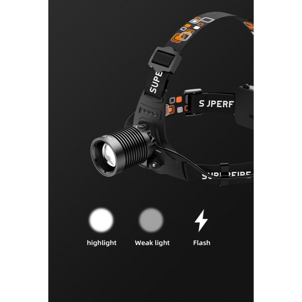 Lanterna LED pentru cap Superfire HL53, Zoom, 180lm, 400m, 2 2000mAh, incarcare USB