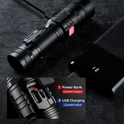 Lanterna LED Superfire V8-S, 2000lm, 300M, 5200mAh, Zoom, incarcare USB-C, 36W