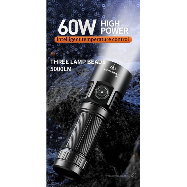 Lanterna LED Superfire L22, 5000lm, 300M, 60W, IP44