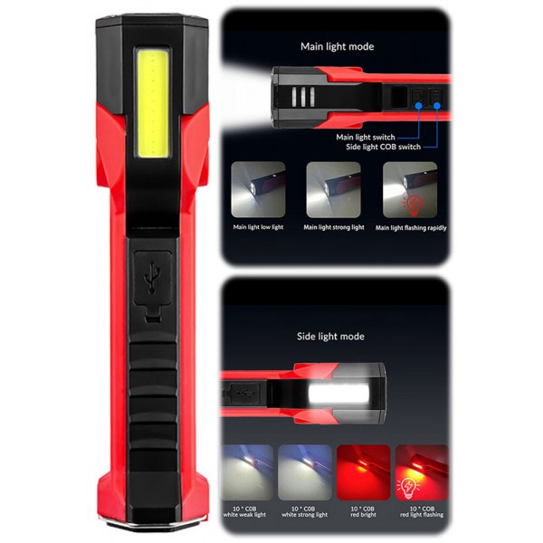 Lanterna Multifunctionala LED Superfire GM06, USB-C, 1500mAh, 355lm, 216m, power bank, lumina rosie, prindere magnetica, IP44 - Rosu Lanterna Multifunctionala LED Superfire GM06, USB-C, 1500mAh, 355lm, 216m, power bank, lumina rosie, prindere magnetica, IP44 - Rosu