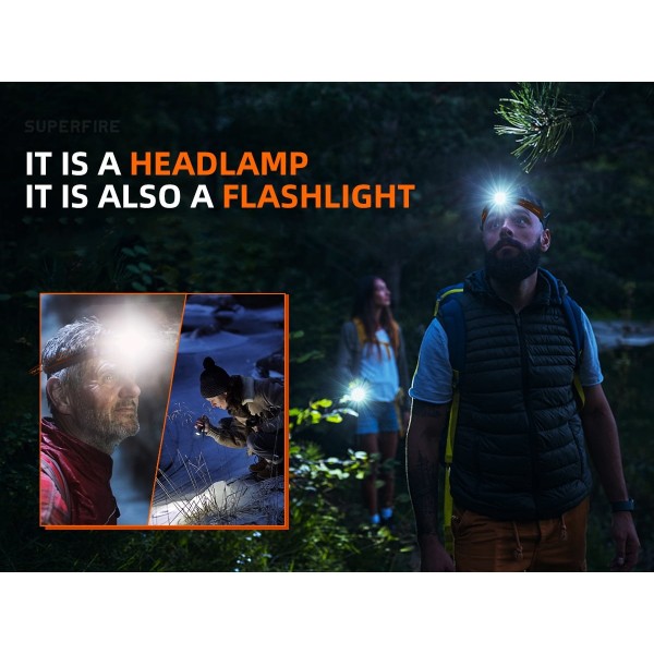 Lanterna Multifunctionala LED Superfire TH03, USB, 460lm, 104m, incarcare USB-C, suport cap, prindere magnetica