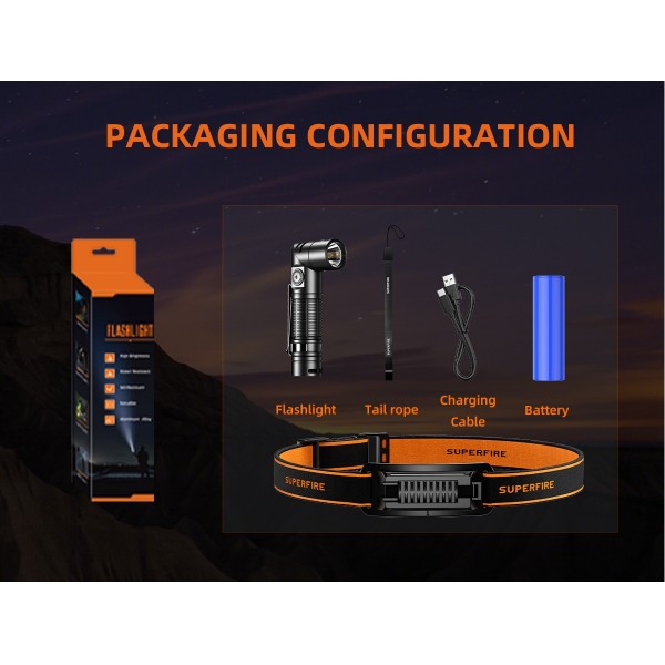 Lanterna Multifunctionala LED Supfire G19-S, USB-C, 360lm, 160m, prindere magnetica