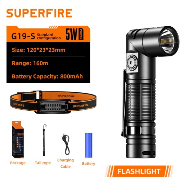 Lanterna Multifunctionala LED Supfire G19-S, USB-C, 360lm, 160m, prindere magnetica