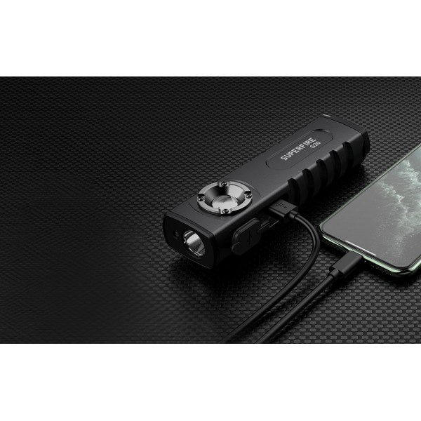 Lanterna Multifunctionala LED Superfire G20, Laser, 500 lumeni, acumulator 2000mAh, incarcare USB-C